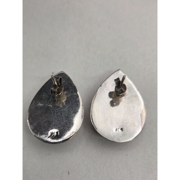 Sterling Silver & Pink Stone Teardrop Earrings Classic BOHO Vintage - Picture 5 of 10